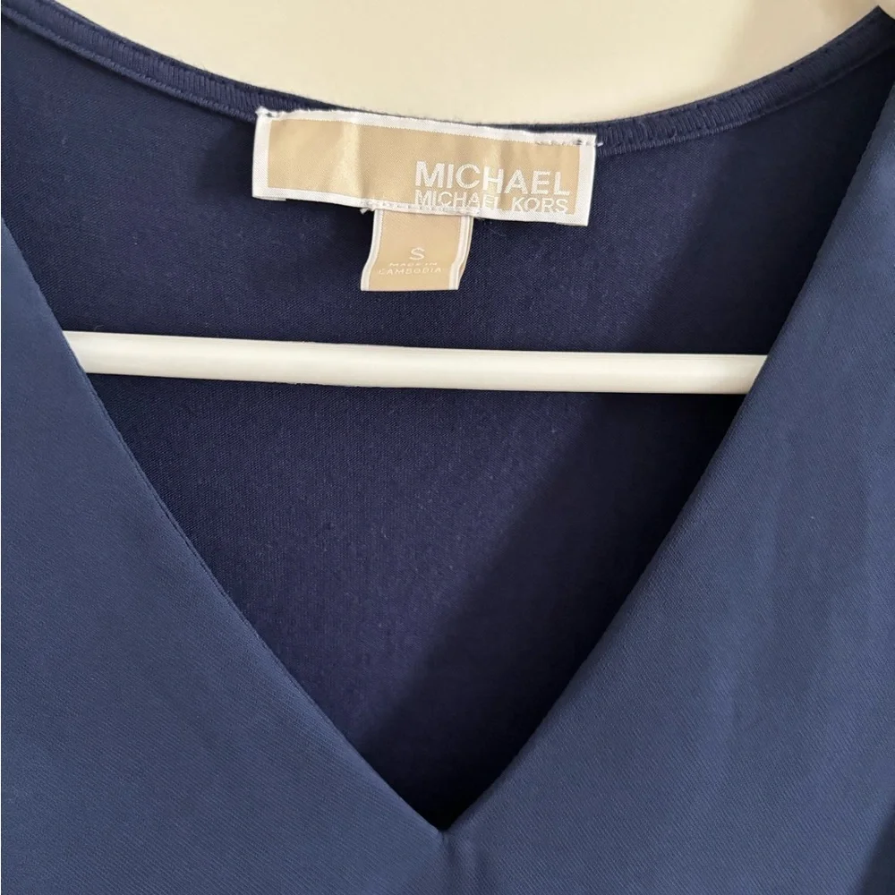 Michael Kors Deep Blue V-Neck Blouse